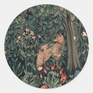 William Morris Greenery Fox Wildlife Art Runt Klistermärke