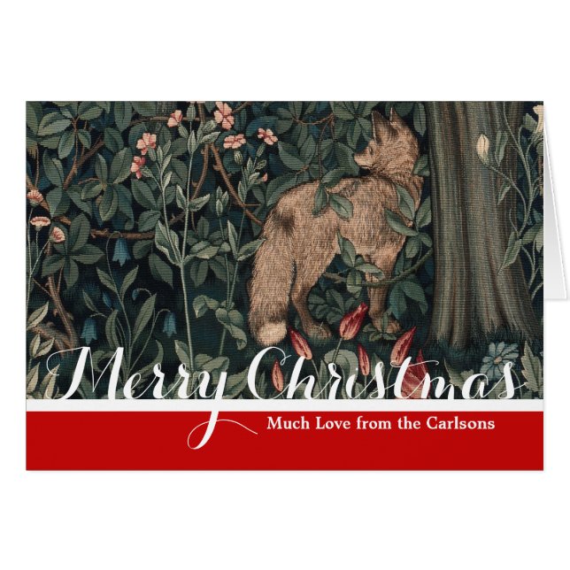 William Morris Greenery Fox Wildlife Hälsningskort (Framsidan Horizontal)