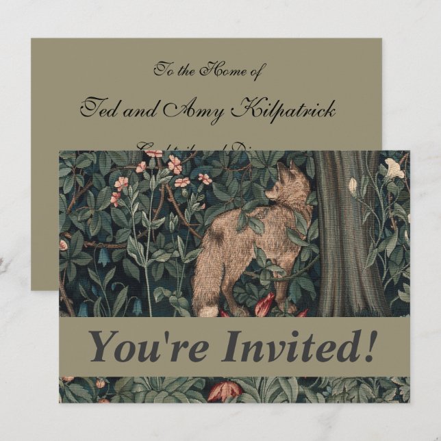 William Morris Greenery Fox Wildlife Inbjudningar (Fram/baksida)