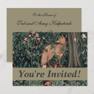 William Morris Greenery Fox Wildlife Inbjudningar