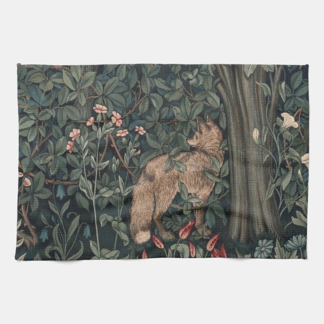 William Morris Greenery Fox Wildlife Kökshandduk (Horisontell)