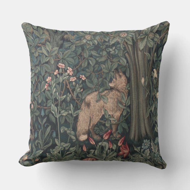 William Morris Greenery Fox Wildlife Kudde (Framsida)