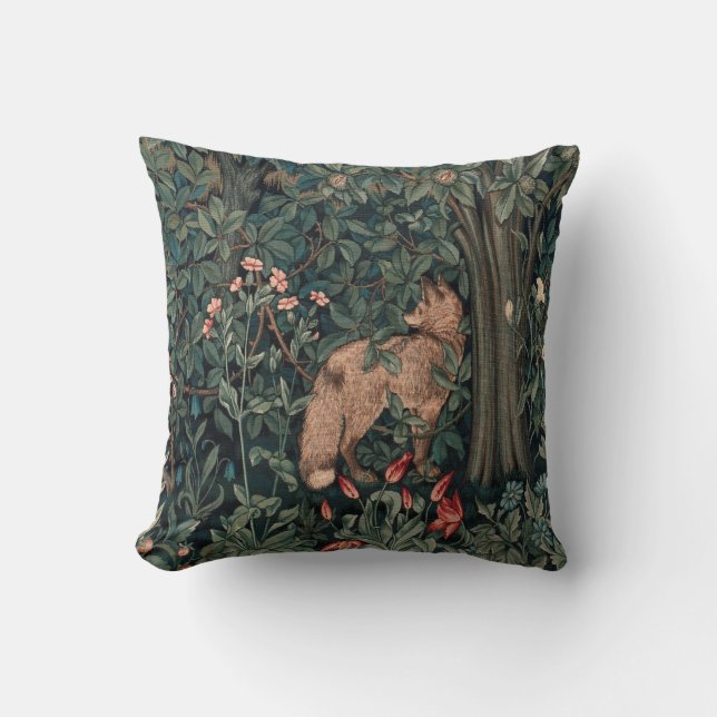 William Morris Greenery Fox Wildlife Kudde (Framsida)