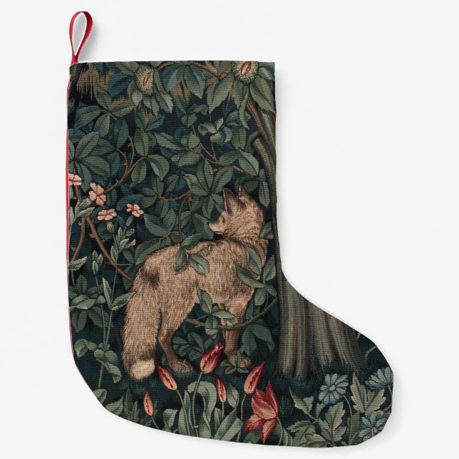 William Morris Greenery Fox Wildlife Liten Julstrumpa (Framsidan)
