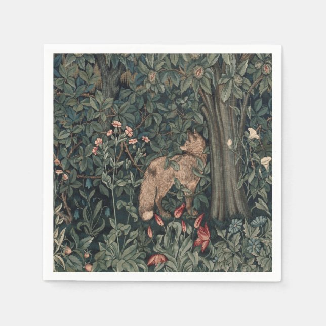 William Morris Greenery Fox Wildlife Pappersservett (Framsidan)