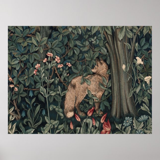 William Morris Greenery Fox Wildlife Poster (Framsidan)