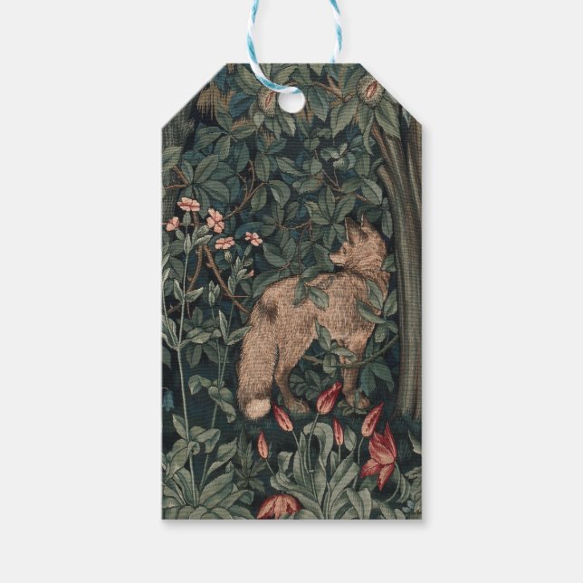 William Morris Greenery Fox Wildlife Presentetikett (Framsidan)
