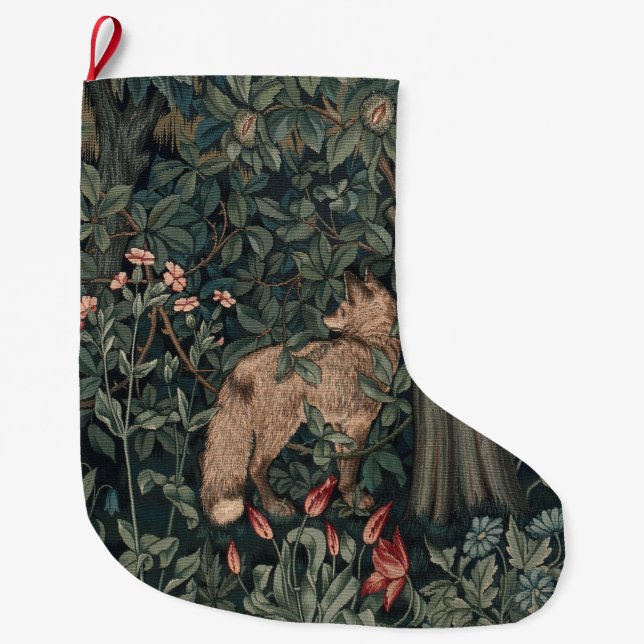 William Morris Greenery Fox Wildlife Stor Julstrumpa (Framsidan)