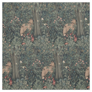 William Morris Greenery Fox Wildlife Tyg