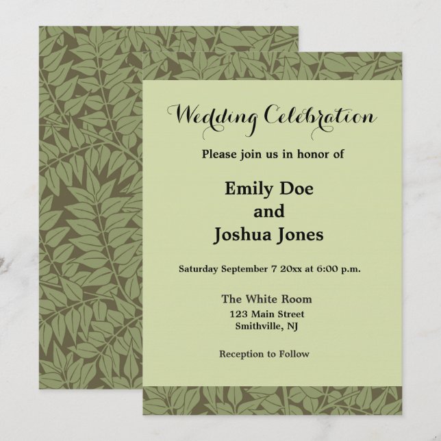 William Morris Gren Lövs Tapet Inbjudningar (Fram/baksida)