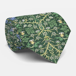 William Morris Grön Blommig Vintage Vita Prästkrag Slips