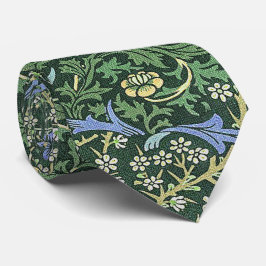 William Morris Grön Blommig Vintage Vita Prästkrag Slips