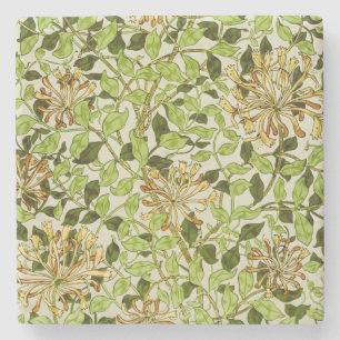 William Morris Grön Vintergrön Blommig Tapet Stenunderlägg