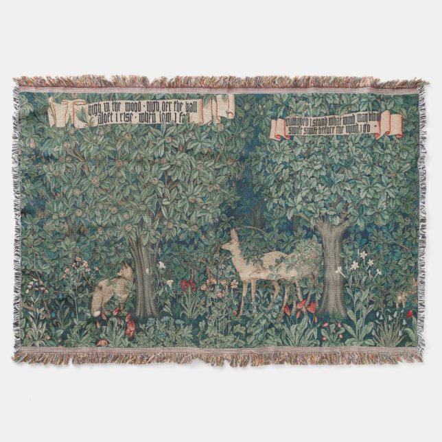 William Morris Grönska Skog Djur Botanisk Filt (Framsidan)