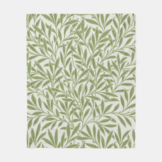 William Morris grönt blomster botaniskt mönster Fleecefilt (Framsidan)