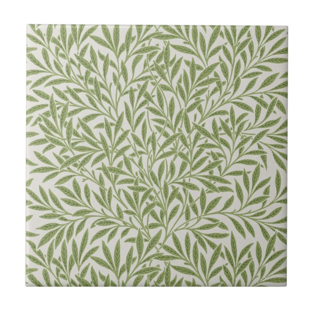 William Morris grönt blomster botaniskt mönster Kakelplatta (Framsidan)