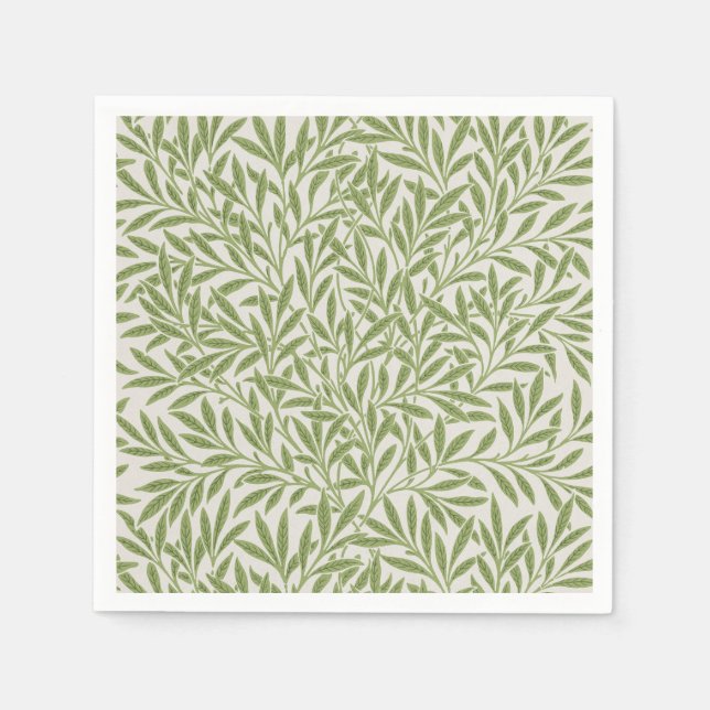William Morris grönt blomster botaniskt mönster Pappersservett (Framsidan)