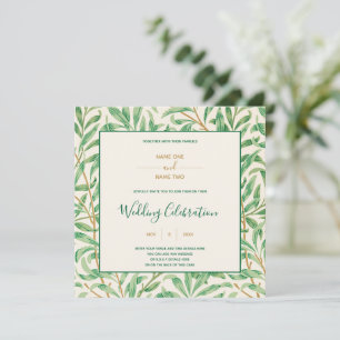 William Morris grönt leafy mönster bröllop Inbjudningar