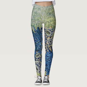 William Morris GRÖNT OCH BLUE BLOMMIGT Leggings
