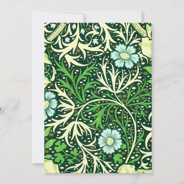 William Morris - Grönt Sjögräs Mönster Inbjudningar (Framsida)