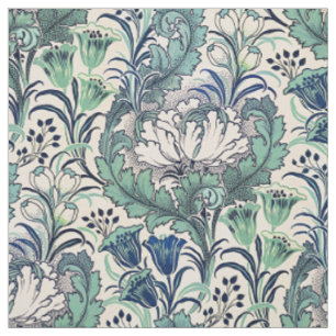 William Morris Grönt Teal Cream Blommönster Tyg