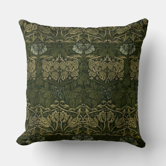 William Morris: Grönt Tulip & Ro Dekorativ kudde (Framsida)