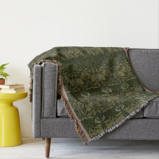 William Morris: Grönt Tulip & Ro Throw Blanket Filt