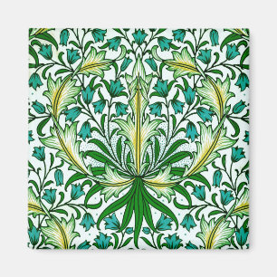 William Morris Guld Aqua Blommigt Tapet Magnet