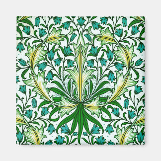 William Morris Guld Aqua Blommigt Tapet Magnet