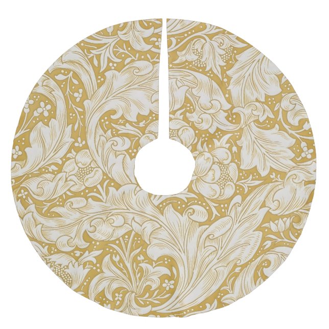 William Morris Guld Bachelors Button Blommig Julgransmatta Borstad Polyester (Framsidan)