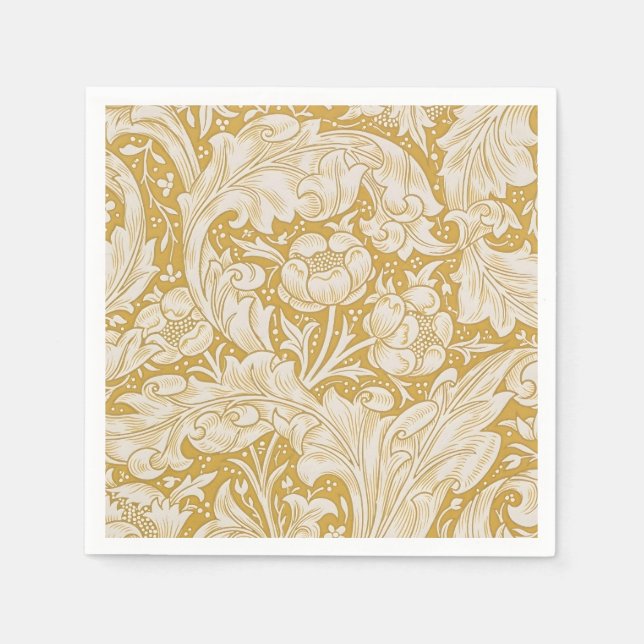 William Morris Guld Bachelors Button Blommig Pappersservett (Framsidan)