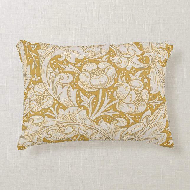 William Morris Guld Bachelors Button Blommig Prydnadskudde (Framsidan)