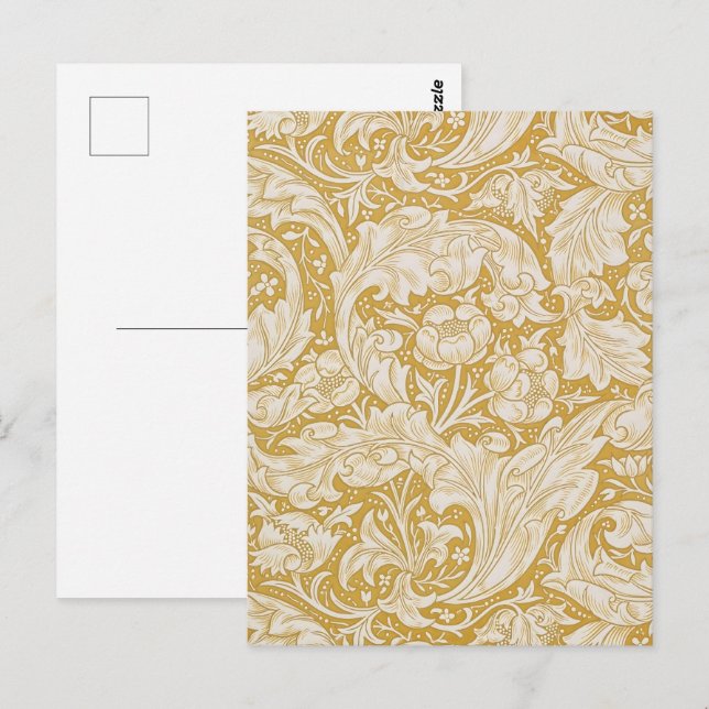 William Morris Guld Bachelors Button Blommig Vykort (Fram/baksida)