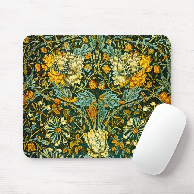 William Morris Guld Humleblomster Blommig Tapet Musmatta (Med mus)