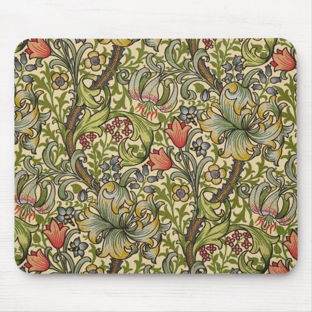 William Morris guld- liljamönster Musmatta (Framsidan)