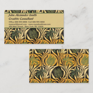 William Morris Guld Tulpan Lilja Vintage Tapetseri Visitkort