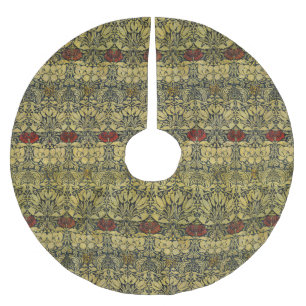 William Morris Guld Tulpan Ros Vintage Tapetsering Julgransmatta Borstad Polyester