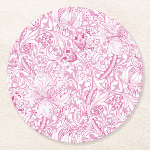 William Morris Gyllene Lilja Blommotiv Underlägg Papper Rund
