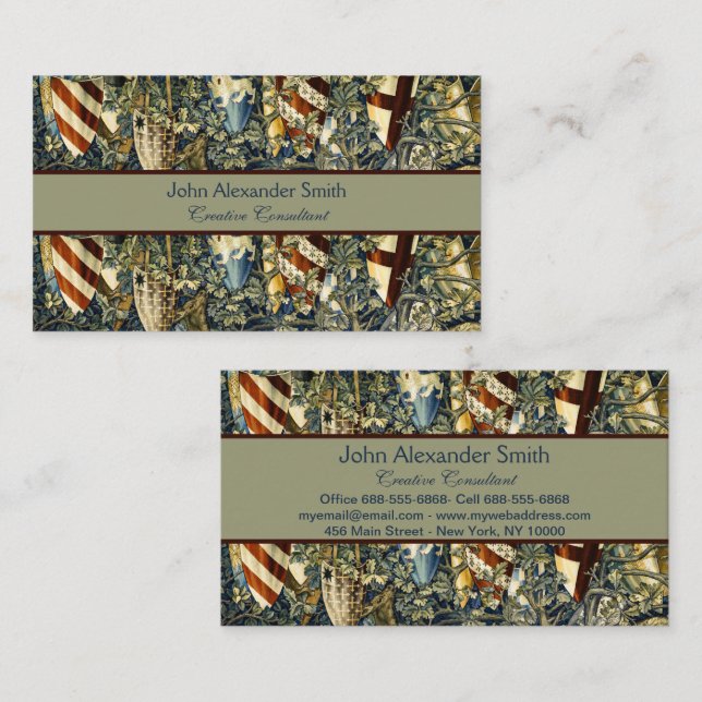William Morris Hjort and Shields in Verdant Realm Visitkort (Fram/baksida)