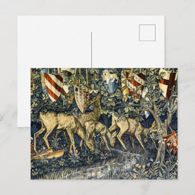 William Morris Hjort and Shields in Verdant Realm Vykort (Fram/baksida)