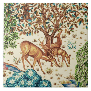 William Morris Hjort av Brook Tapestry Beige Kakelplatta