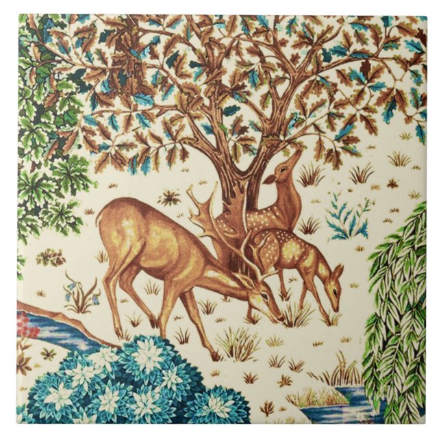 William Morris Hjort av Brook Tapestry Beige Kakelplatta (Framsidan)