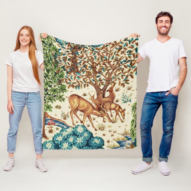William Morris Hjort av en brook Tapestry Beige Fleecefilt (På plats)
