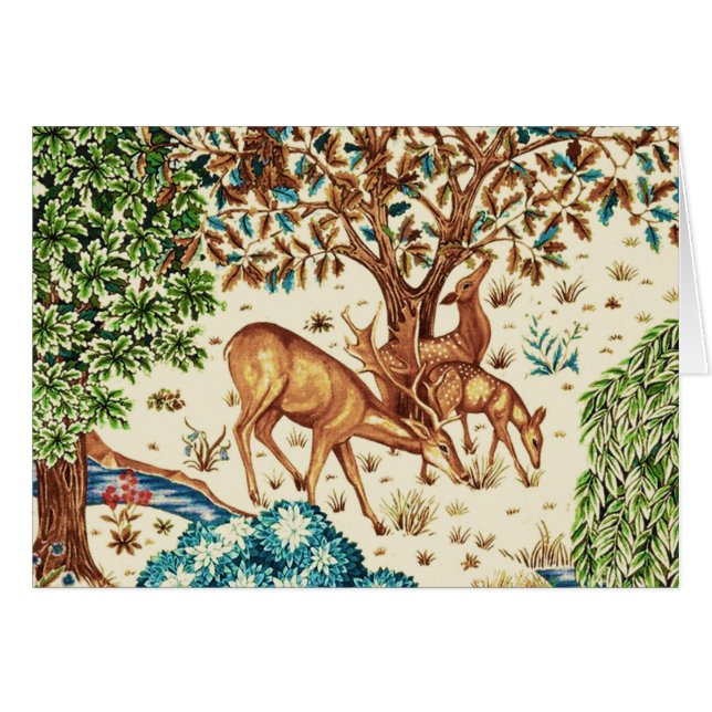 William Morris Hjort av en brook Tapestry Beige OBS Kort (Framsidan Horizontal)