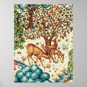 William Morris Hjort av en brook Tapestry Beige Poster
