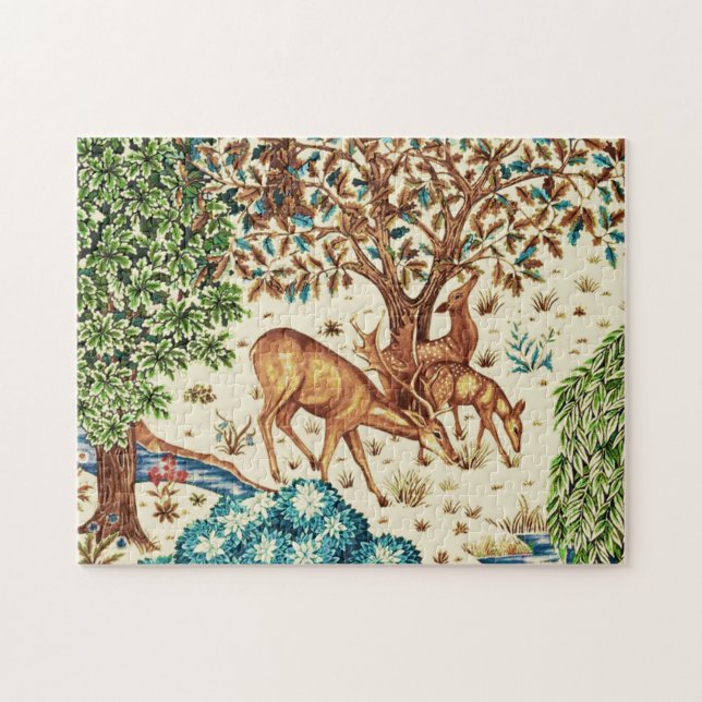 William Morris Hjort av en brook Tapestry Beige Pussel (Horisontell)