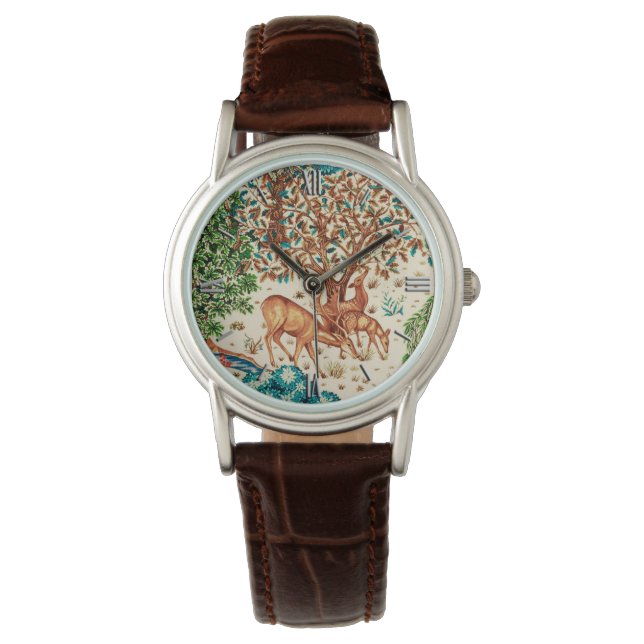 William Morris Hjort av en brook Tapestry Beige Wa Armbandsur (Framsida)
