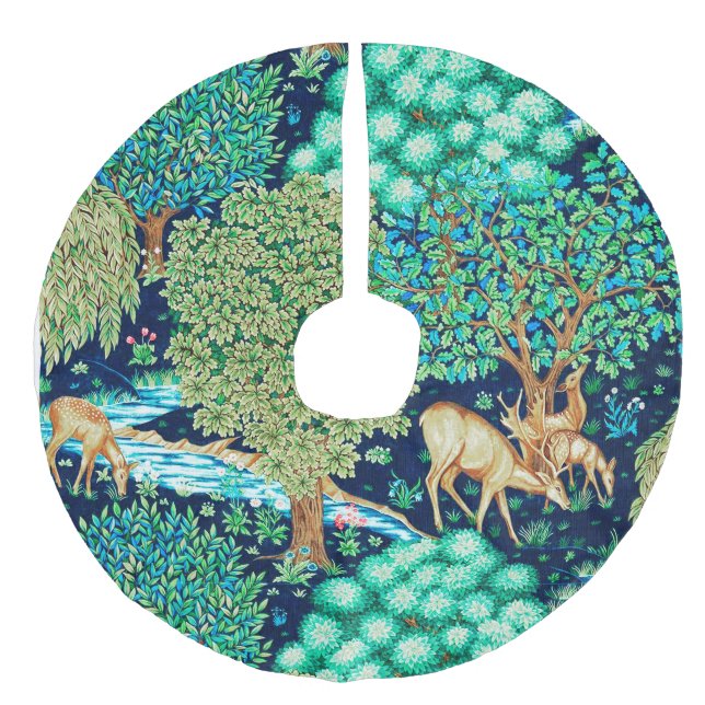 William Morris Hjort vid bäckväv indigo Julgransmatta Fusklinne (Framsidan)