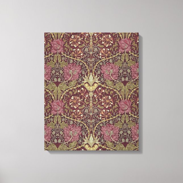 William Morris, Honeysuckle, blommigt, mönster, ko Canvastryck (Framsida)