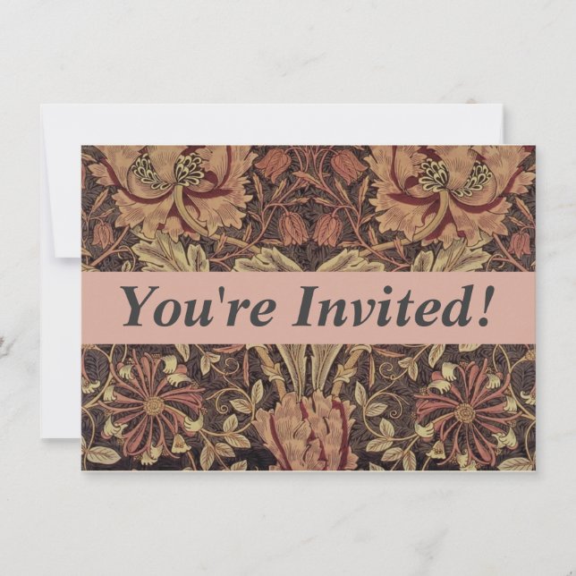 William Morris Honeysuckle Classic English Art Inbjudningar (Framsida)
